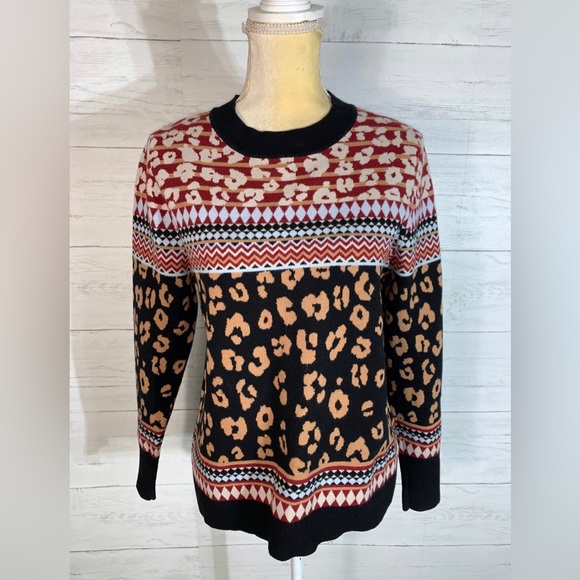 Andree By Unit Size M Leopard Print Pullover Sweater - Picture 1 of 13